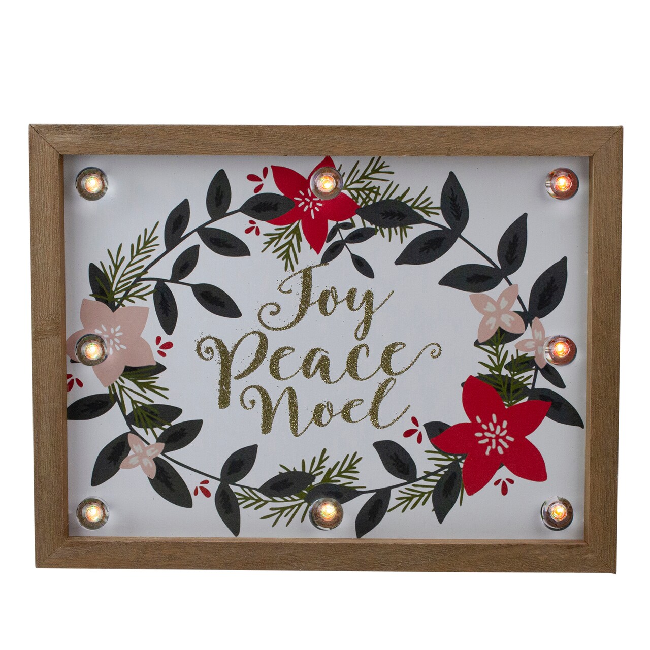 Northlight Framed Floral "Joy, Peace, Noel" Wooden Christmas Wall Plaque - 11.8"